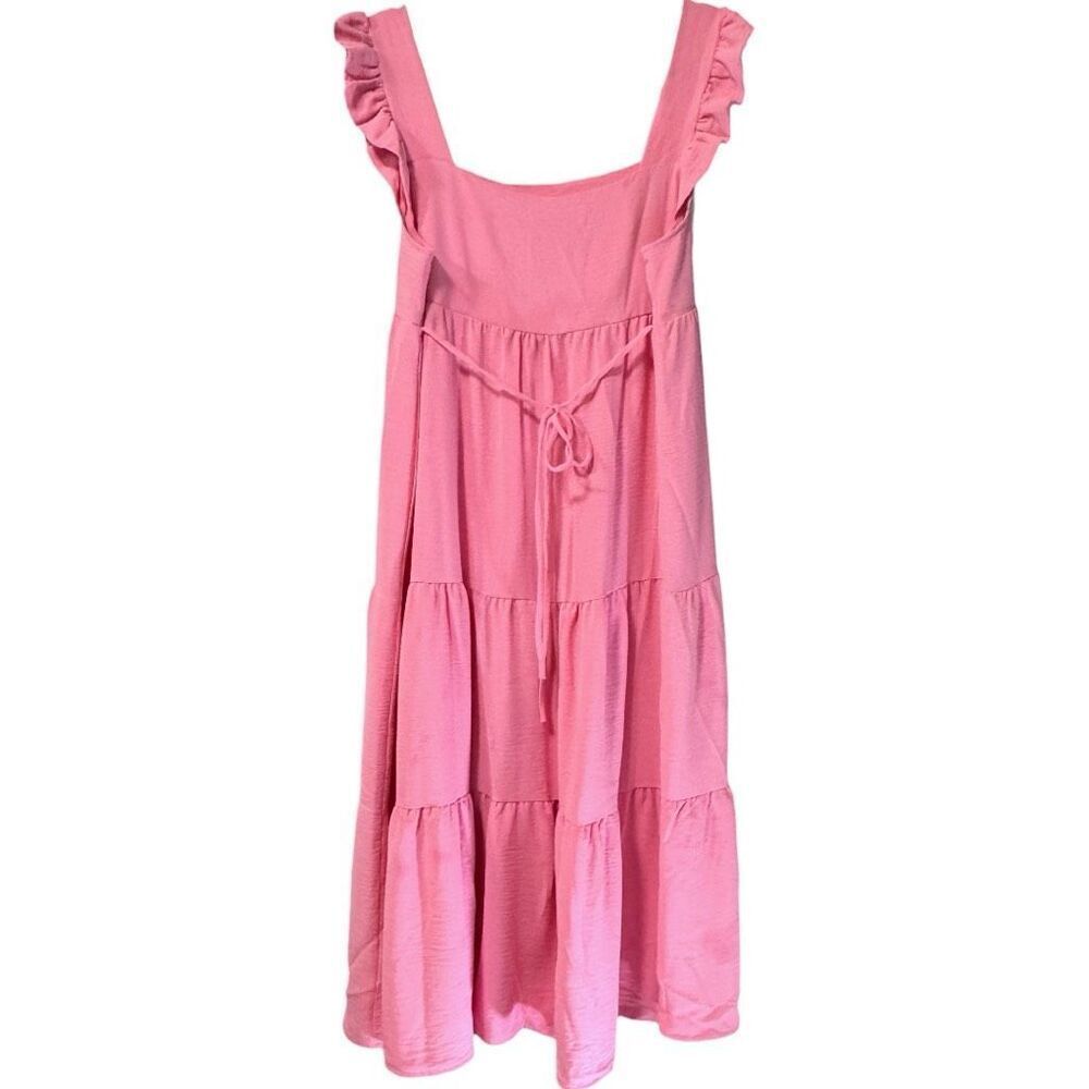Pink Ruffled Sleeveless Tiered Midi Dress NWT | Reborn J - Picture 8 of 9
